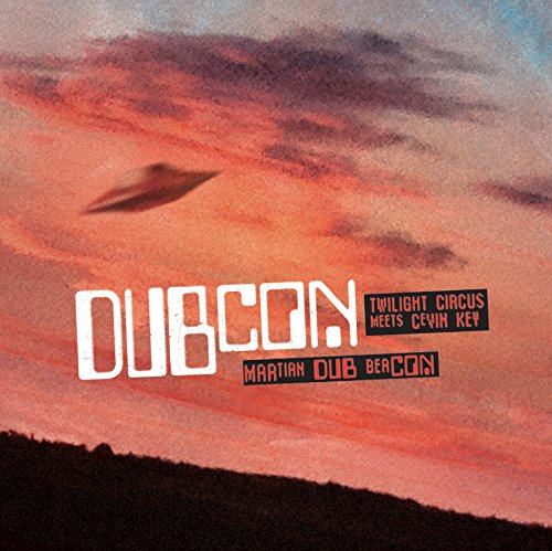 Album cover with 'DUBCON' in white text, UFO over a red-orange sky.