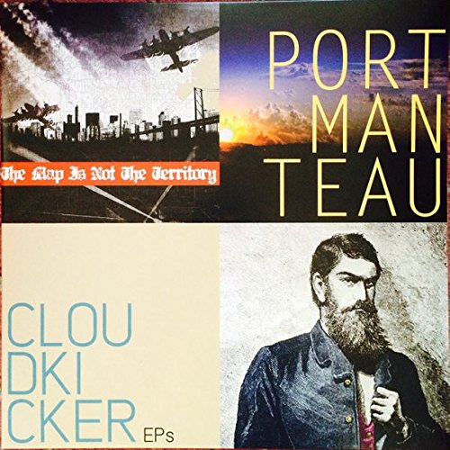 A vinyl record cover featuring a collage of four different album artworks.