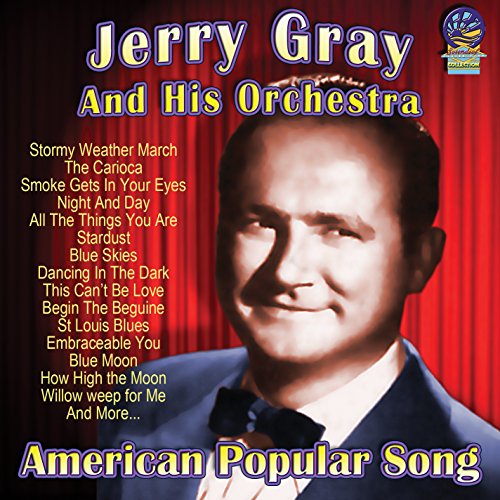 "CD cover with Jerry Gray's portrait, red curtain background, and song titles listed."
