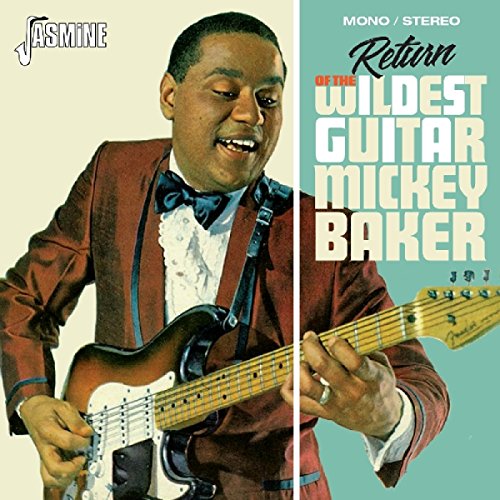 Album cover featuring Mickey Baker playing guitar, split background with text on right side.