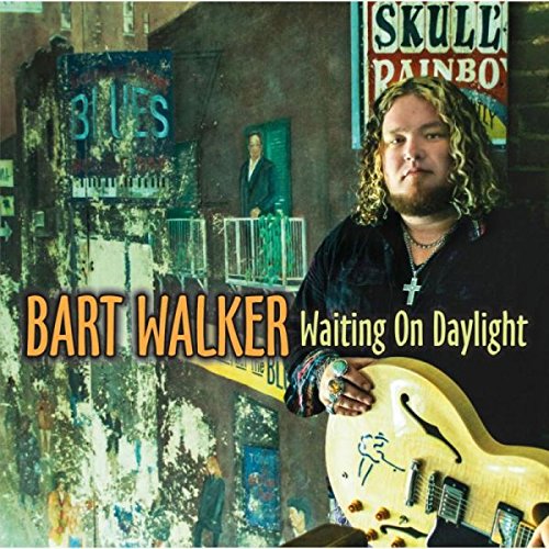 "Album cover featuring Bart Walker holding a guitar, with cityscape and neon signs behind."
