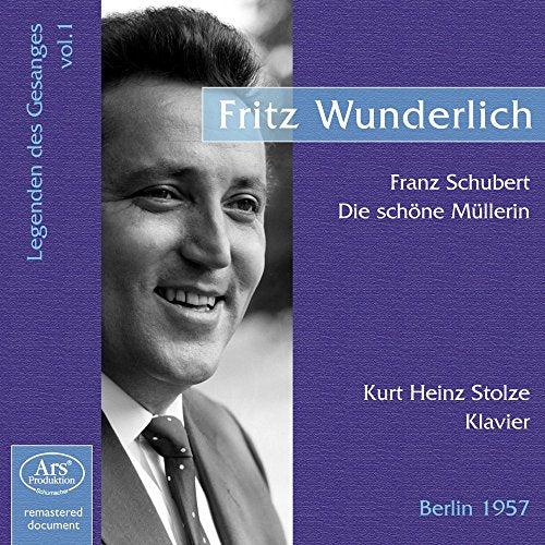 CD cover featuring a black-and-white portrait of Fritz Wunderlich on a purple background.