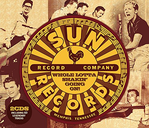 "CD cover with Sun Records logo and collage of musicians in sepia tone."