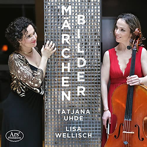 "CD cover with two women, one holding a cello, against a metallic pillar."
