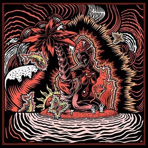 Album cover art featuring a fantastical red creature surrounded by abstract shapes and patterns.