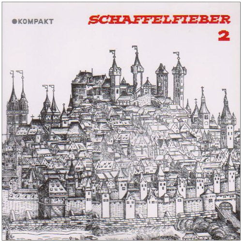 A medieval town illustration on a CD cover with red title "SCHAFFELFIEBER 2".