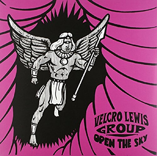 "Album cover art featuring a winged figure on a pink background with black lines."