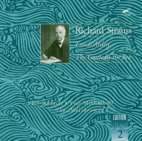 Blue CD cover with black-and-white portrait and swirling pattern, featuring Richard Strauss' name.