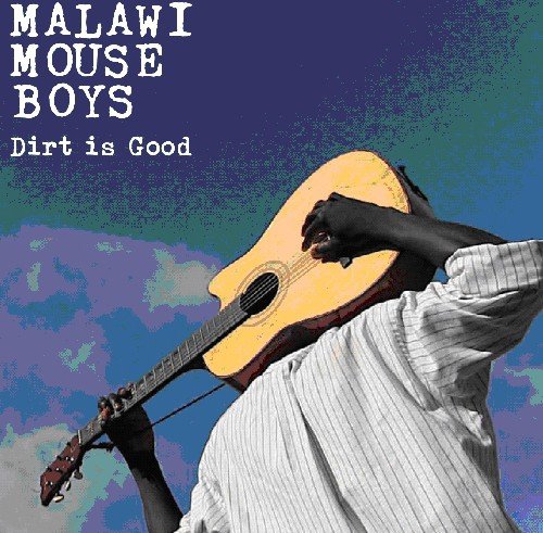 "Album cover featuring a man holding a guitar against a blue sky."