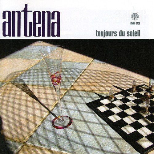 "CD cover with 'antena' title and abstract geometric design featuring checkered patterns."