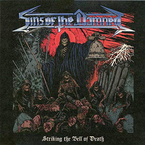 A black metal CD titled "Sins Of The Damned" with a dark, eerie cover artwork.