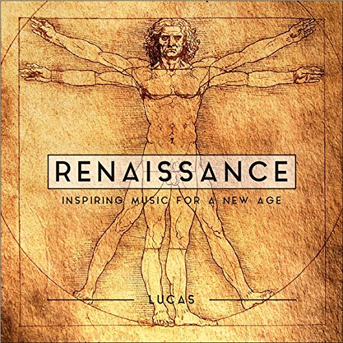 "Album cover featuring Leonardo da Vinci's Vitruvian Man with 'Renaissance' and 'Lucas' text."