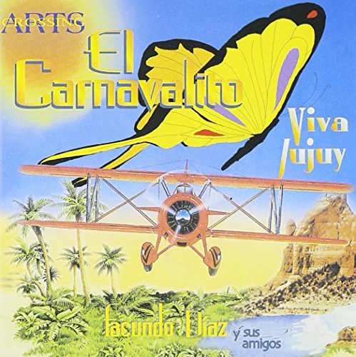 "CD cover art featuring a yellow butterfly and vintage airplane over a tropical landscape."