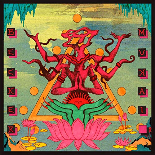 "Vinyl record cover art featuring a stylized, multi-armed figure on a lotus flower."
