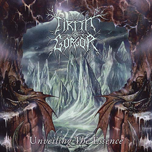 Dark fantasy album cover featuring icy mountains and twisted, gothic-style text.