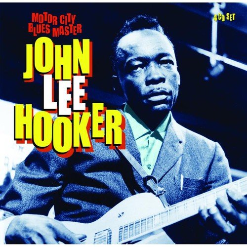 "CD cover featuring John Lee Hooker playing guitar, with text overlay."