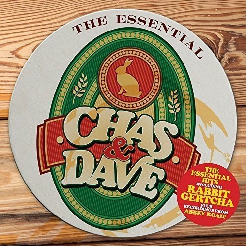 "CD cover with 'Chas & Dave' and 'The Essential' text on a wooden background."