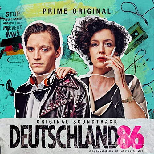 "CD soundtrack cover for 'Deutschland 86' featuring a man and woman against a teal background."