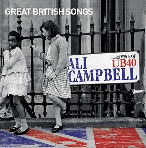 "Album cover with two girls standing by a fence, Union Jack on the ground."