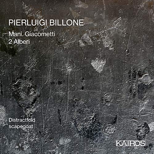 "Album cover with dark, textured background and white text, featuring 'Pierluigi Billone' and 'Kairos'."