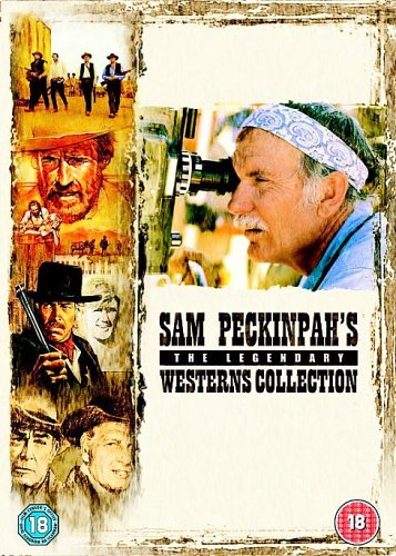 DVD cover for Sam Peckinpah's Westerns Collection, featuring a collage of western scenes.