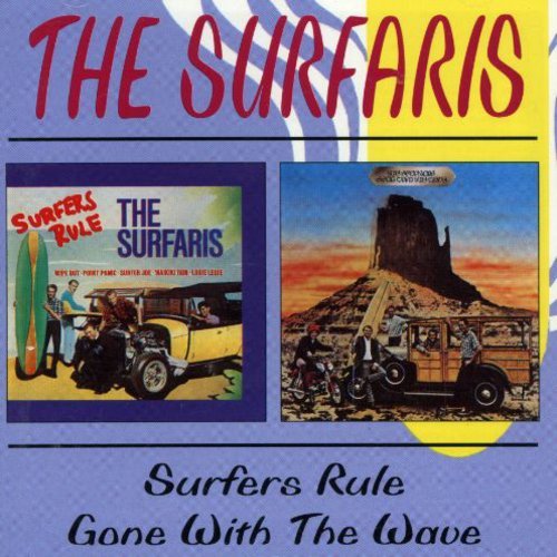 "CD cover with two vintage album artworks and 'THE SURFARIS' in pink text."