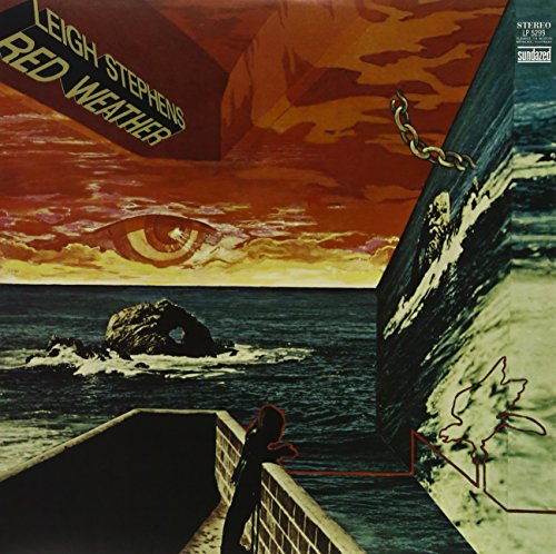 "Album cover art for 'Red Weather' by Leigh Stephens, featuring a surreal ocean scene."
