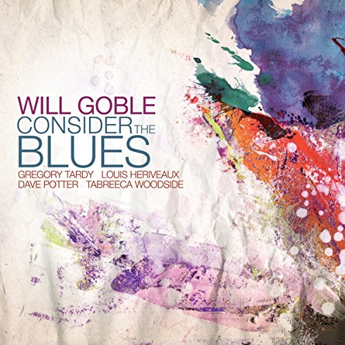 Album cover with abstract watercolor design and multicolored text on a white background.