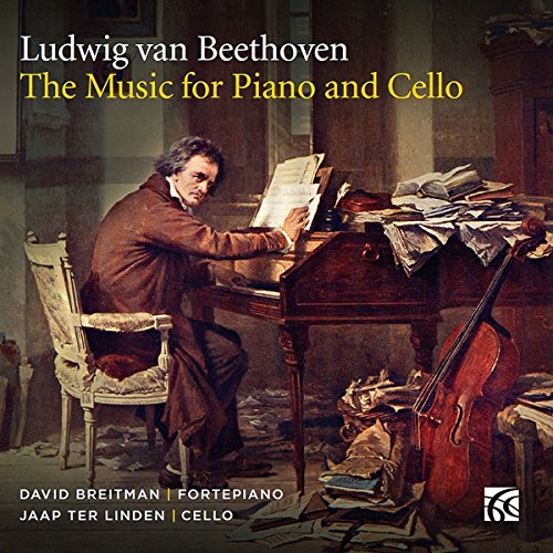 CD cover featuring a man playing piano with a cello beside him.