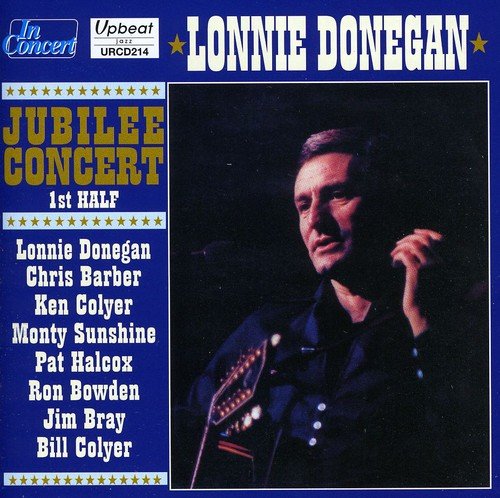 "CD cover featuring Lonnie Donegan holding a guitar on a blue background."