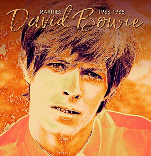 "David Bowie album cover with a close-up portrait of David Bowie in orange tones."