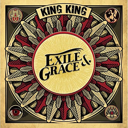 Album cover with "Exile & Grace" text, surrounded by feathers and ornate details.