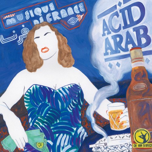 "Album cover art featuring a woman in a blue dress holding cash."