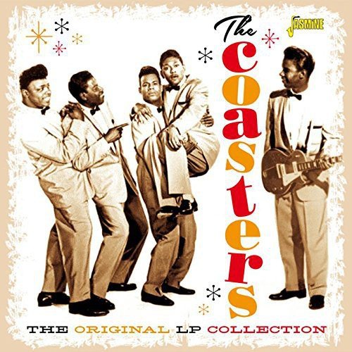 "CD cover featuring The Coasters, a band in white suits, with colorful text."