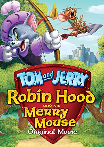 "Tom and Jerry DVD cover featuring cartoon characters in a medieval forest scene."