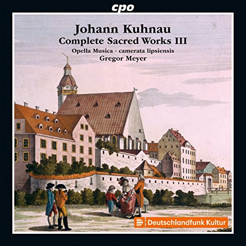 CD cover with vintage illustration of people outside a large building.