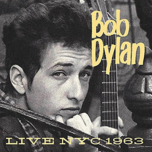Black and white album cover featuring a young Bob Dylan with a guitar.