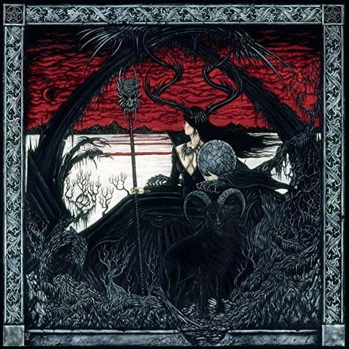 "Album cover art featuring a dark, gothic illustration of a woman and ram."