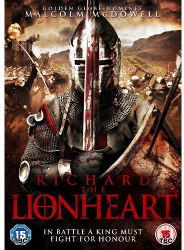 DVD cover for "Richard the Lionheart" featuring a knight in armor with a bloody helmet.