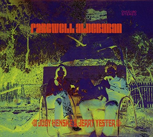 "Album cover with two people sitting on a bench, abstract, multicolored design."