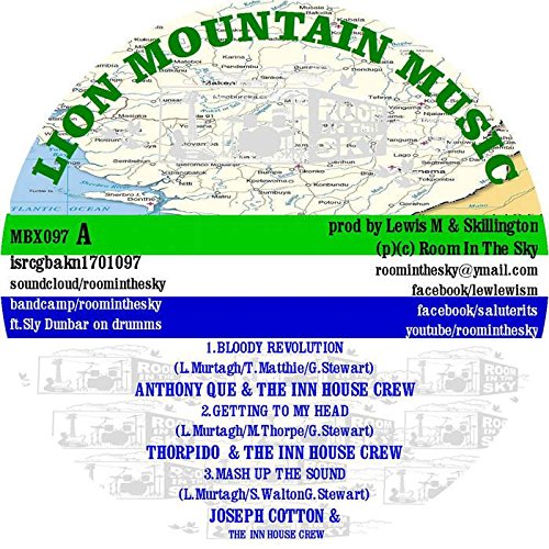 A vinyl record cover featuring a map and text listing song titles and credits.