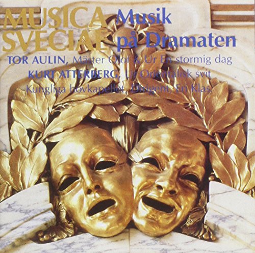 "CD cover with gold comedy and tragedy masks on marble, blue and gold text."