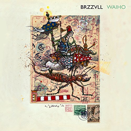 "Vinyl album cover with medieval-themed postcard illustration and postage stamps."