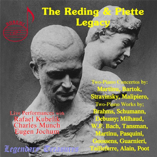 "CD cover with two stone busts and yellow and red text on a gray background."