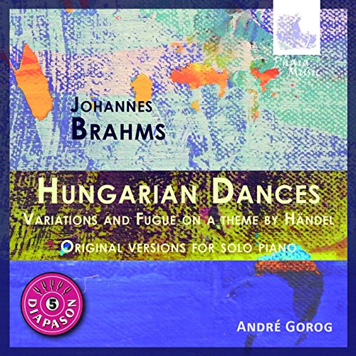 "CD cover with abstract colorful background, featuring 'Hungarian Dances' text and artist names."