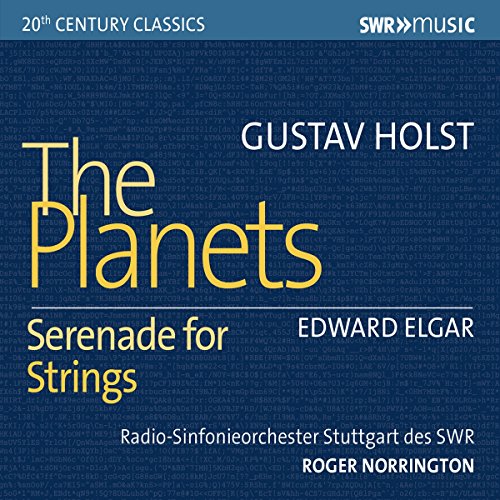 "Blue classical music CD cover featuring 'The Planets' and 'Serenade for Strings' in yellow text."