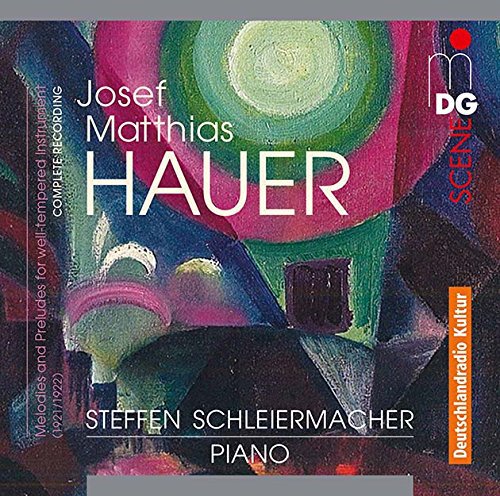 CD cover with abstract painting and white text "Josef Matthias Hauer, Steffen Schleiermacher Piano".