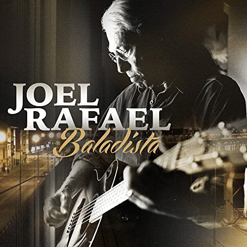 "Album cover featuring a man playing guitar, with cityscape in the background."
