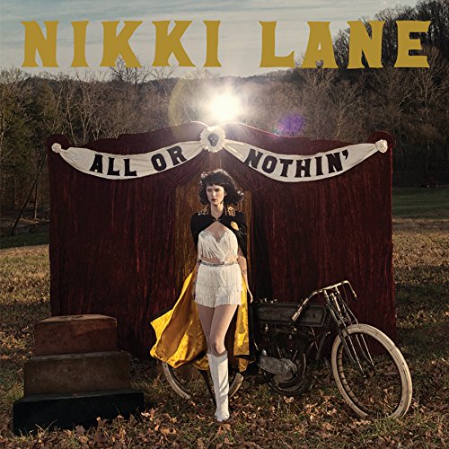 Album cover featuring a woman in white standing beside a vintage bicycle outdoors.