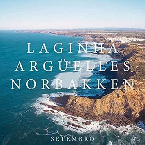 "Album cover with aerial view of coastline and white text on blue background."